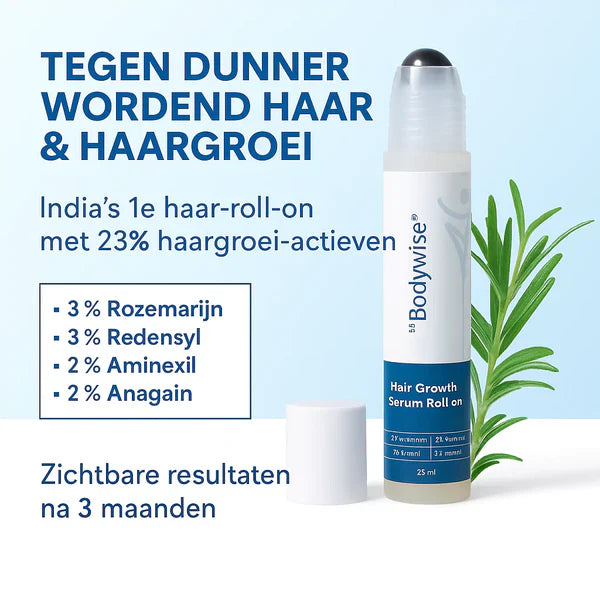 Bodywise – Haargroei Serum Roll-on voor vol haar | 1 + 1 GRATIS